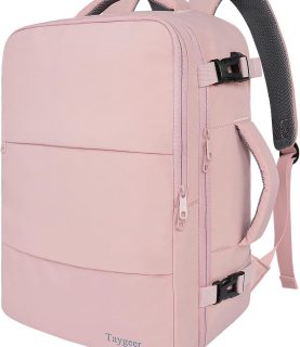 Taygeer Travel Backpack for Women, Carry On Backpack with USB Charging Port & Shoe Pouch, TSA 15.6inch Laptop Mochila Flight Approved, Nurse Bag Casual Daypack for Weekender Business Hiking, Pink