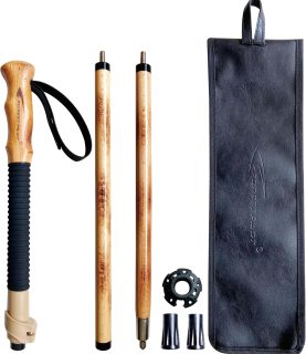 Trekking Poles- 1-pc Pack - Adjustable Hiking or Walking Stick –Strong, Natural Beech Wood - Quick Adjust Flip-Lock - Beech Wood Grip, Leather Strap
